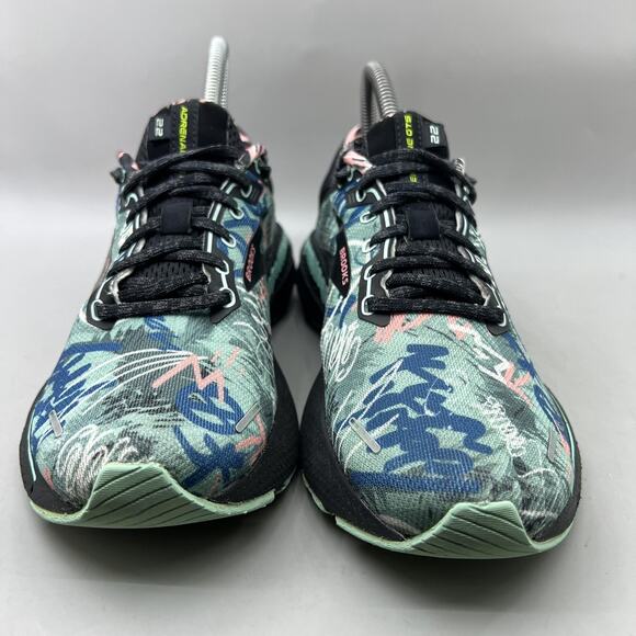 Brooks Adrenaline GTS 22 Running Shoes Women Size 8 Black Blue Comfort Sneakers - Picture 2 of 9